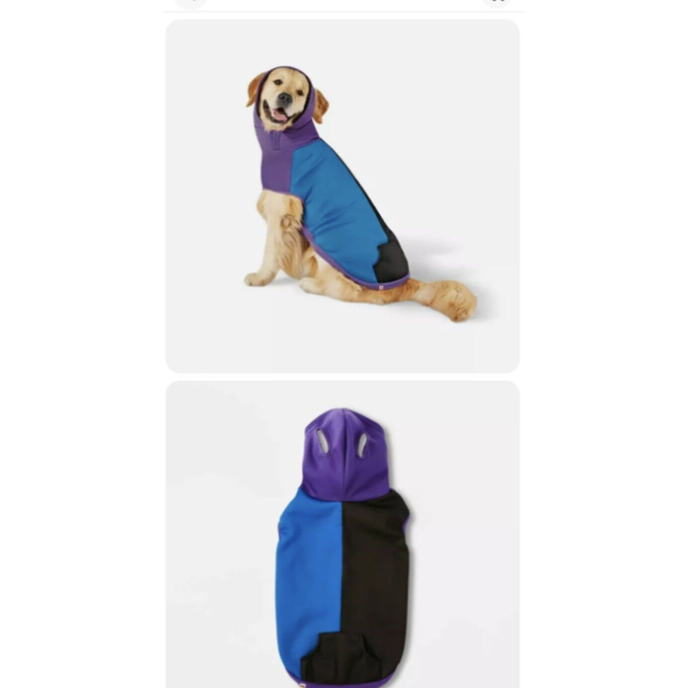 NEW LEGO Collection Dog Color Block Hoodie Sweatshirt Blue Purple Black Large